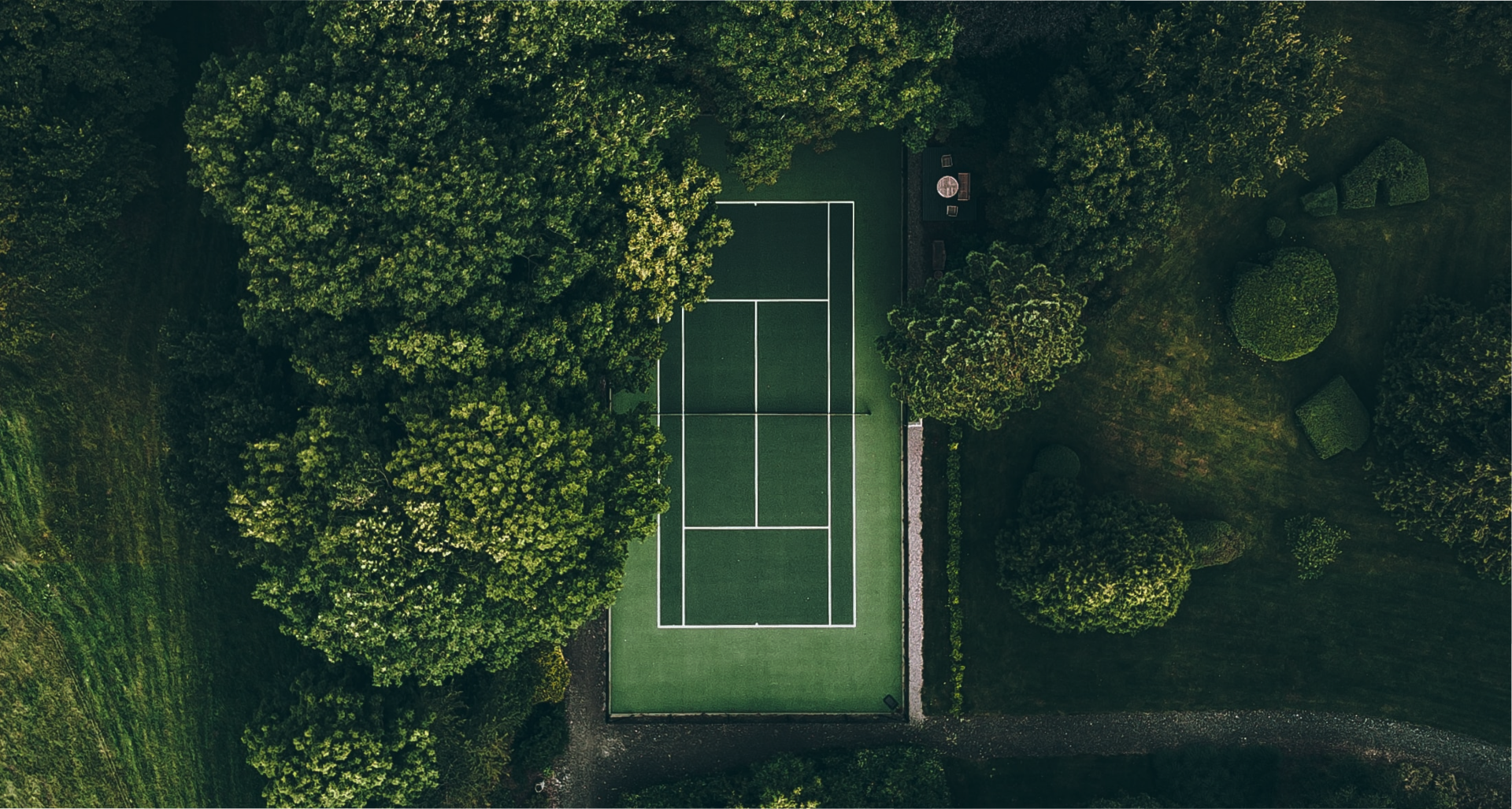 Aerial view of a public outdoor tennis court
