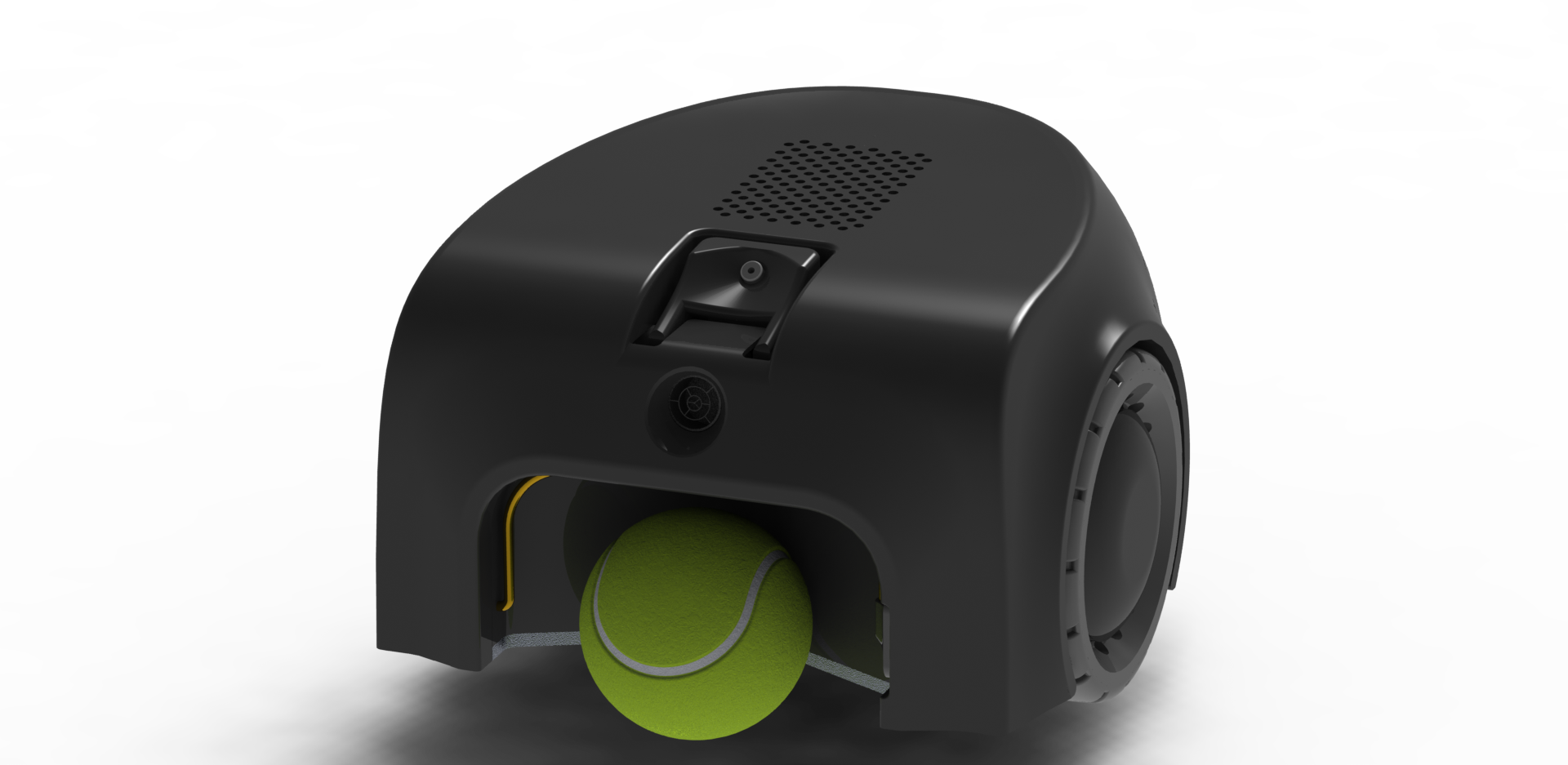 Vive Tennis robot front view picking up a tennis ball
